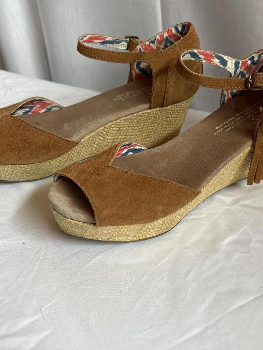 TOMS platform wedge sandals, 7.5
